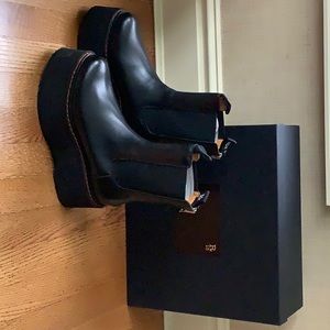 R13 Black leather wedge boot